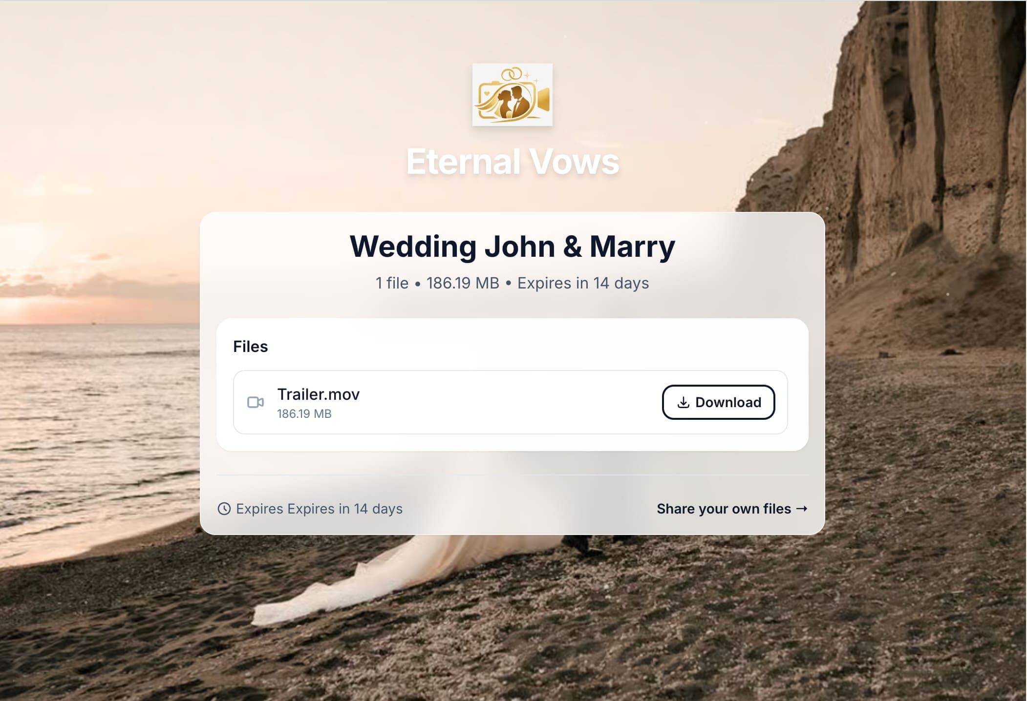 Branded download page example